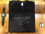 Navy Seals Black T-Shirt Crew Neck 100% Cotton