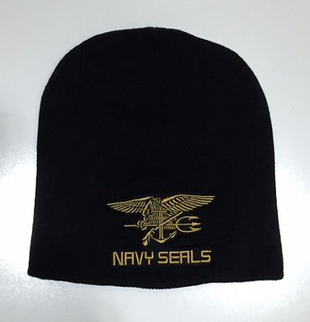 BLACK TOQUE WITH GOLD NAVY SEALS LOGO