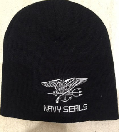 BLACK TOQUE WITH WHITE NAVY SEALS LOGO