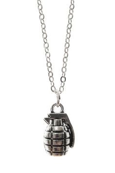 Antique finish grenade necklace