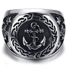 Stainless steel anchor deluxe ring