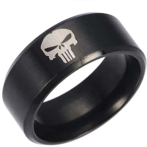 Black stainless steel punisher ring