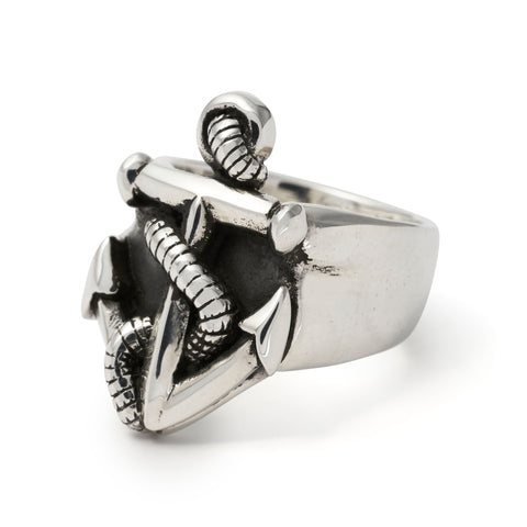 ANCHOR AND ROPE RING STAINLESS STEEL