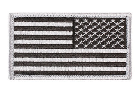 Silver US flag velcro patch reversed
