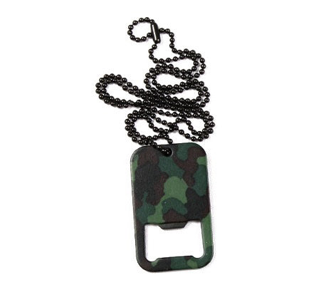 Camo bottle opener Dogtag chain