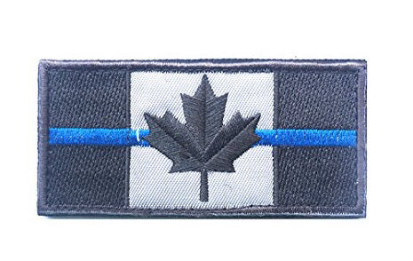 Grey Canadian flag (blue line) velcro patch