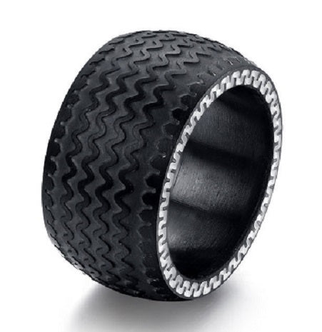 TIRE RING NDT BLACK AND WHITE STAINLESS STEEL